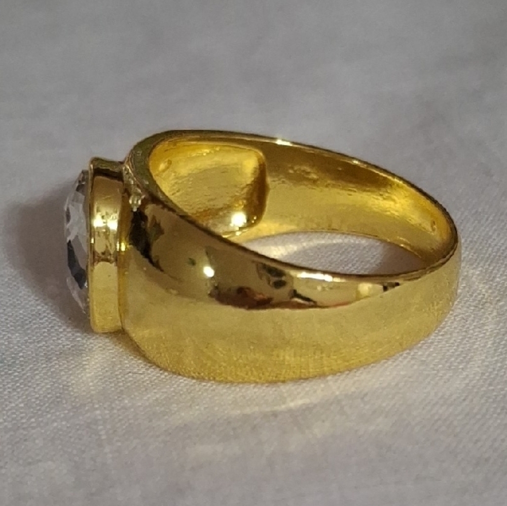 Men's Gold & White Gemstone Ring sz10 - Picture 3 of 4